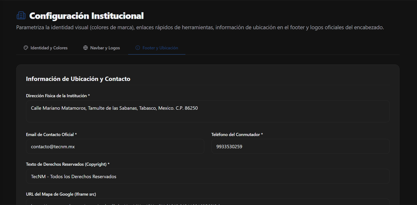 Pantalla principal de Footer
