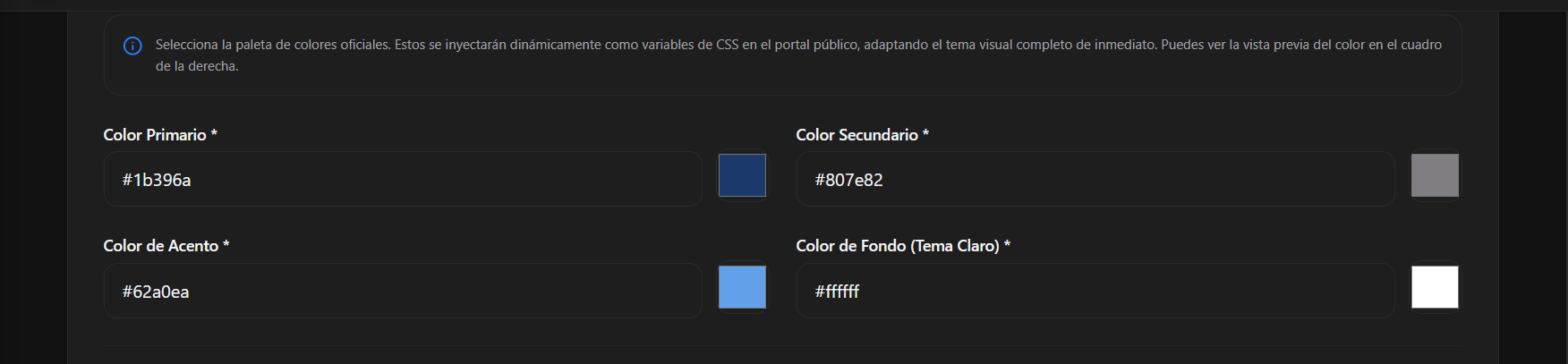 Configuración de Colores de Identidad