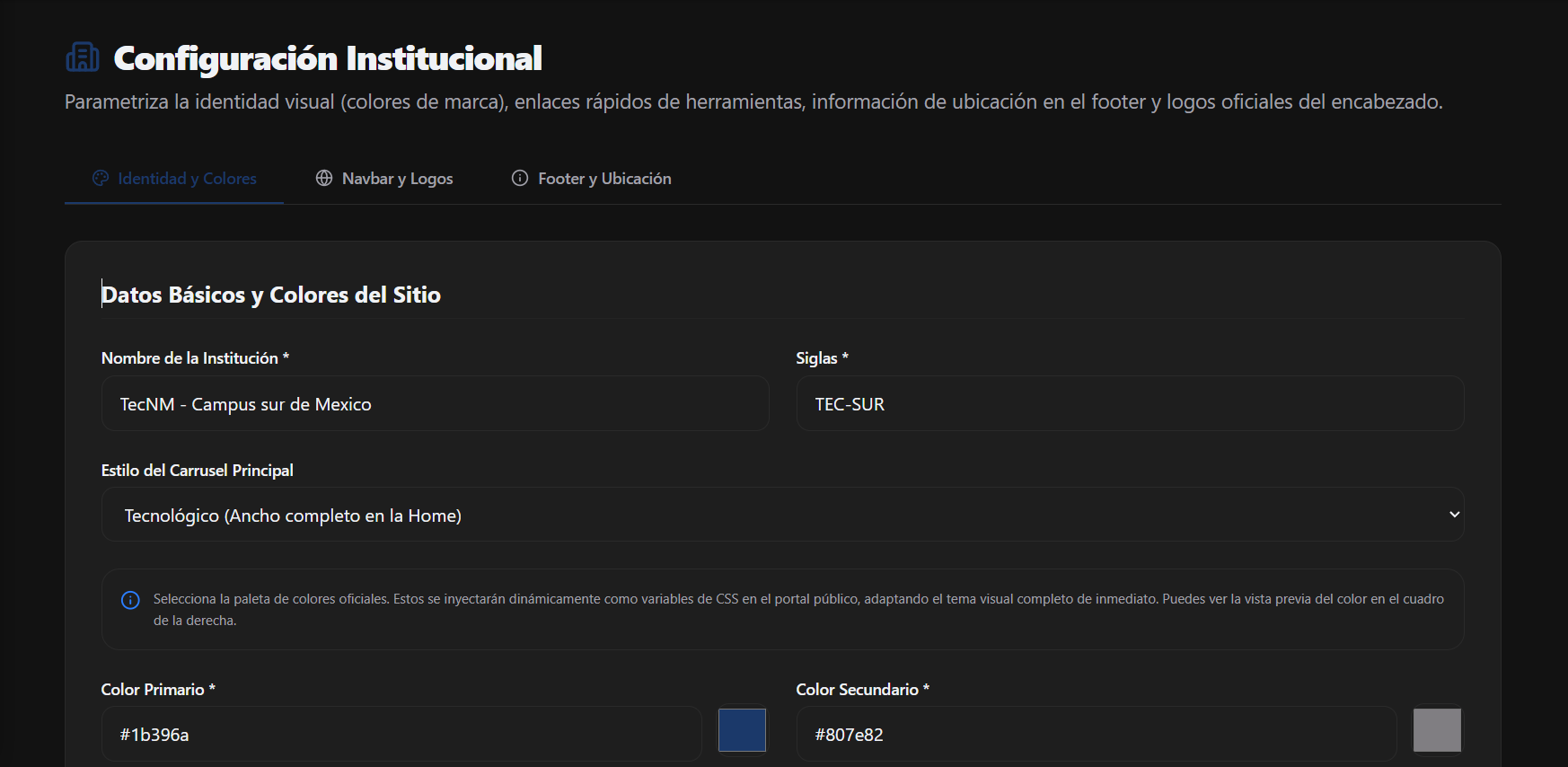 Pantalla principal de Identidad