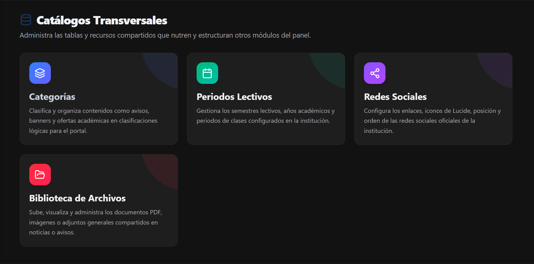 Módulo de Catálogos Transversales
